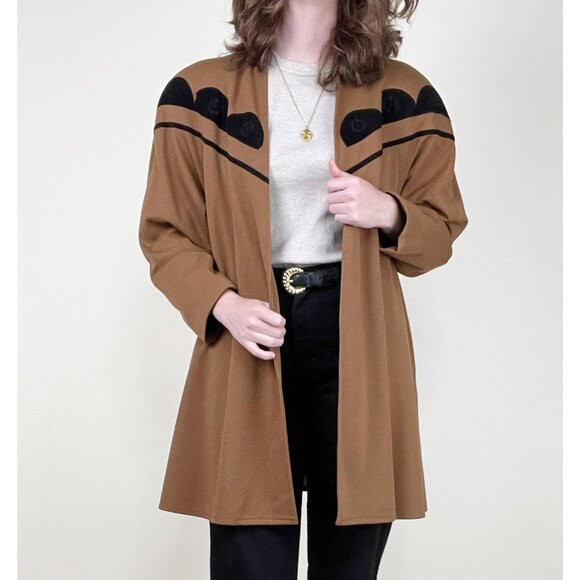 Vintage Wool Oversized Jacket Coat Tench Peacoat Preppy Eclectic Grandma 80s 90s - Picture 2 of 11